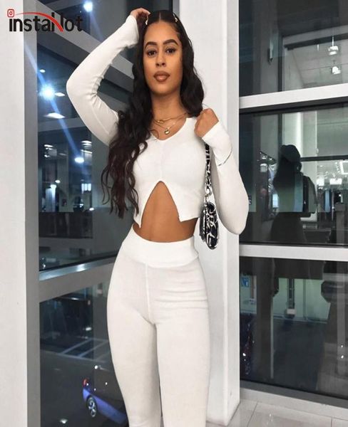 insta two piece sets long sleeve split v neck crop skinny jogger high waist pants bodycon fitness casual women 2piece set t1659600, Gray
insta two piece sets long sleeve split v neck crop skinny jogger high waist pants bodycon fitness casual women 2piece set t1659600, Gray