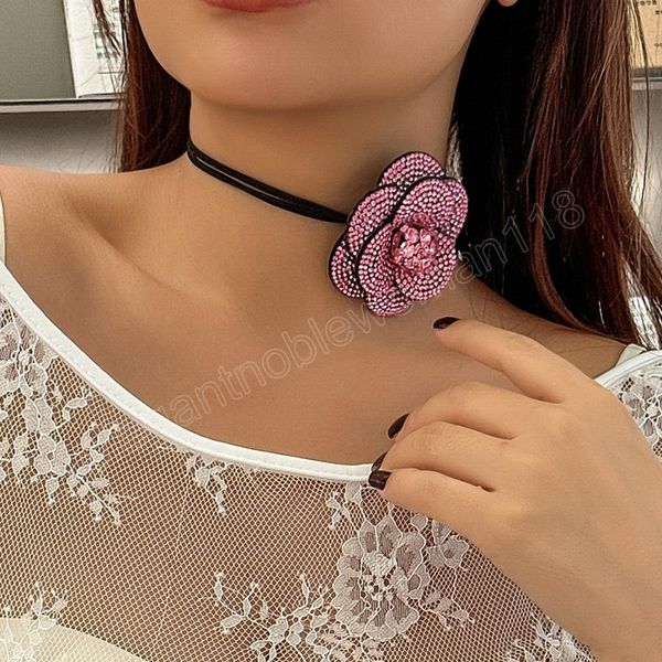 elegant pink flower necklace full rhinestone charm choker for women jewelry on the neck collar party wedding y2k girls, Golden;silver
elegant pink flower necklace full rhinestone charm choker for women jewelry on the neck collar party wedding y2k girls, Golden;silver