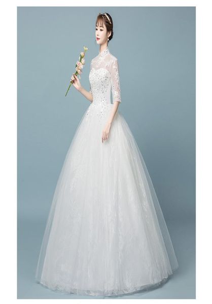 popular half sleeve high collar bride dress simple pattern embroidery backless lace wedding gowns4276906, White
popular half sleeve high collar bride dress simple pattern embroidery backless lace wedding gowns4276906, White