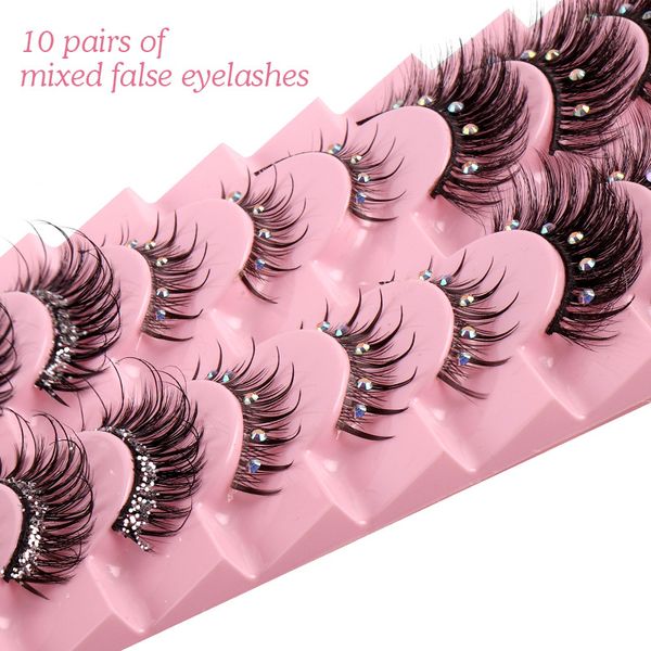 10pairs/set faux mink diamond eyelashes glitter fluffy wispy thick white stone false lashes cosplay party makeup beauty e445
10pairs/set faux mink diamond eyelashes glitter fluffy wispy thick white stone false lashes cosplay party makeup beauty e445