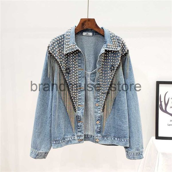 women's jackets heavy work rivet tassel denim jackets women korean loose long sleeve short outerwear black jeans jacket coat female str, Black;brown
women's jackets heavy work rivet tassel denim jackets women korean loose long sleeve short outerwear black jeans jacket coat female str, Black;brown