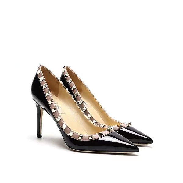 women dress shoes rock patent high heels stud pumps rivets real leather pointed toe wedding shoes gift valentine party shoes brand box 34-43, Black
women dress shoes rock patent high heels stud pumps rivets real leather pointed toe wedding shoes gift valentine party shoes brand box 34-43, Black
