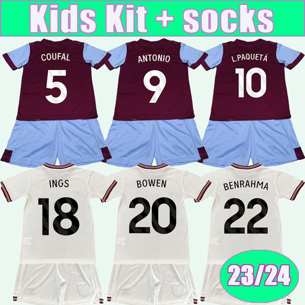 23 24 l. paqueta scamacca kids kit soccer jerseys bowen ings benrahma kehrer soucek antonio home away short sleeve football shirts uniforms, Black
23 24 l. paqueta scamacca kids kit soccer jerseys bowen ings benrahma kehrer soucek antonio home away short sleeve football shirts uniforms, Black