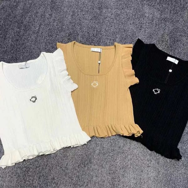 luxury brand knitted vest loe embroidery sweater short sleeved t shirt ruffled tank r slim-fit crop, White
luxury brand knitted vest loe embroidery sweater short sleeved t shirt ruffled tank r slim-fit crop, White