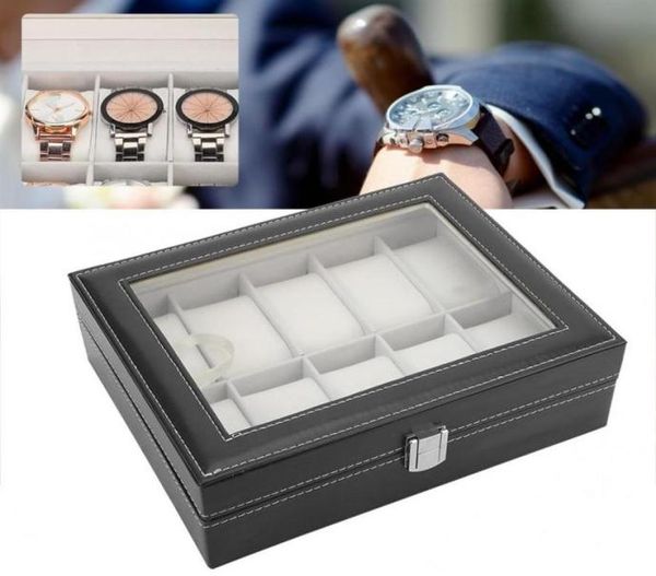 portable pu leather cases flannel lining glass cover watch bag 10 slots jewelry display case storage holders box215h4213472, Black;blue
portable pu leather cases flannel lining glass cover watch bag 10 slots jewelry display case storage holders box215h4213472, Black;blue