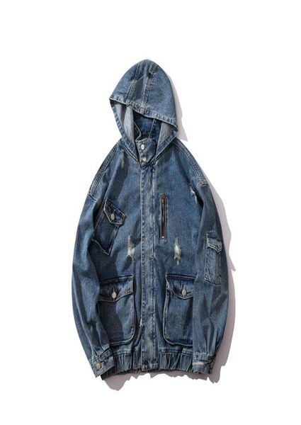 mens jackets fashion casaul ripped blue pocket design washed denim retro hooded jacket high street streetwear mxxl16791128462169, Black;brown 
mens jackets fashion casaul ripped blue pocket design washed denim retro hooded jacket high street streetwear mxxl16791128462169, Black;brown