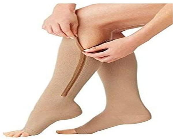 100 pairs zipper medical compression socks women men knee high leg support open toe knee 1520mmhg zip socks3570616, Black;white 
100 pairs zipper medical compression socks women men knee high leg support open toe knee 1520mmhg zip socks3570616, Black;white