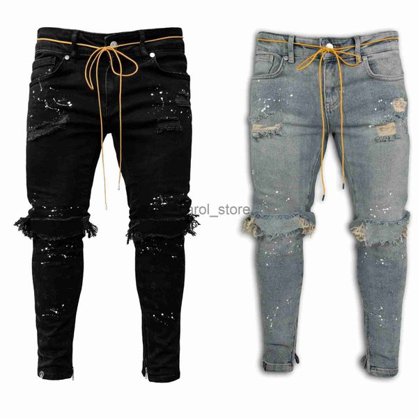 men's jeans men jeans stretch destroyed ripped paint point design fashion ankle zipper skinny jeans for men j230806, Blue
men's jeans men jeans stretch destroyed ripped paint point design fashion ankle zipper skinny jeans for men j230806, Blue