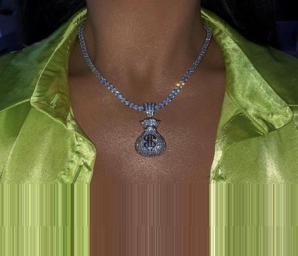 full micro paved cubic zirconia cz iced out dollar money bag pendant hip hop women necklace with tennis box chain7570697, Silver
full micro paved cubic zirconia cz iced out dollar money bag pendant hip hop women necklace with tennis box chain7570697, Silver