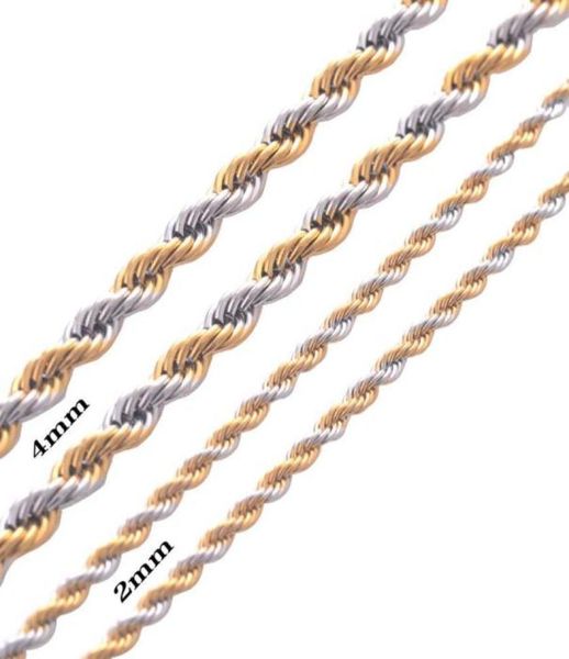 width 2mm and 4mm stainless steel rope chain gold necklace statement g 316l stainless steel twisted necklace gold chain3134964, Silver
width 2mm and 4mm stainless steel rope chain gold necklace statement g 316l stainless steel twisted necklace gold chain3134964, Silver