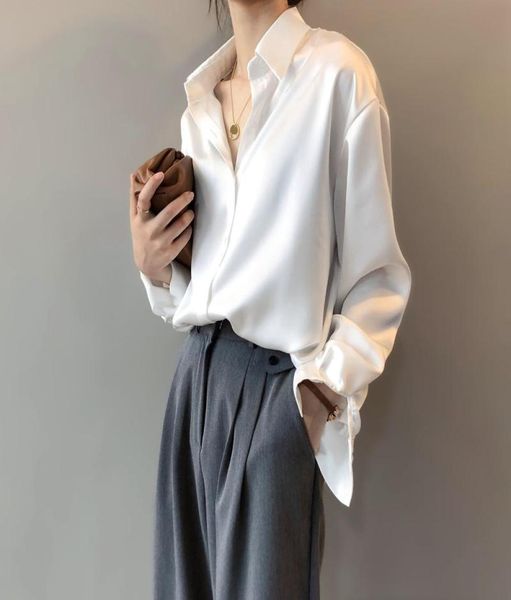 women039s blouses shirts 2022 chic casual loose poplin shirt female temperamen silk blouse women elegant korean solid color o9291782, White
women039s blouses shirts 2022 chic casual loose poplin shirt female temperamen silk blouse women elegant korean solid color o9291782, White