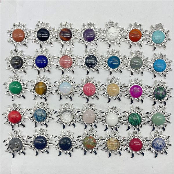 natural crystal stone sun flower pendant lapis amethyst aventurine rose quartz agate charms diy necklaces accessories, Bronze;silver
natural crystal stone sun flower pendant lapis amethyst aventurine rose quartz agate charms diy necklaces accessories, Bronze;silver