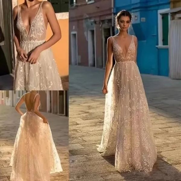 floral lace a line boho wedding dresses bridal gowns bohemia deep v neck lace appliques backless tulle floor length, White
floral lace a line boho wedding dresses bridal gowns bohemia deep v neck lace appliques backless tulle floor length, White