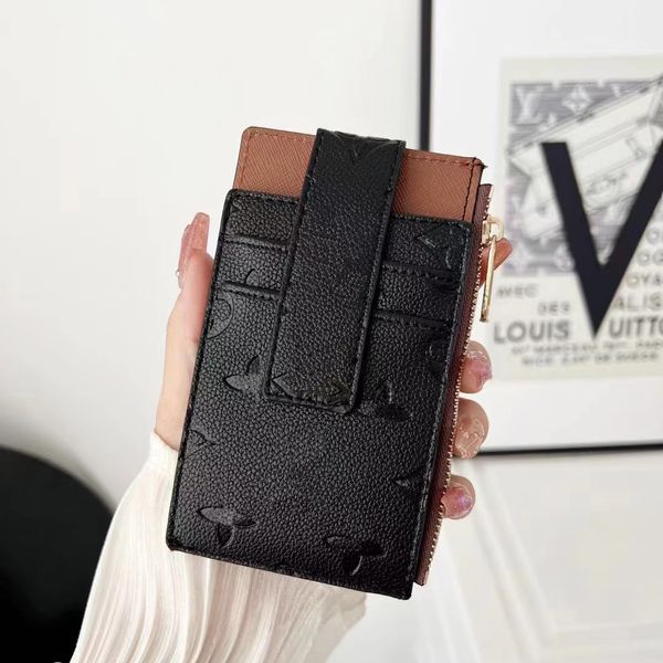 Image of Beautiful Leather Design Coin Purses Cases Credit Card Holder Mini Wallet Purse with Chain Zipper more colours Drop Shippings available with Logo Box Woman Man 0802