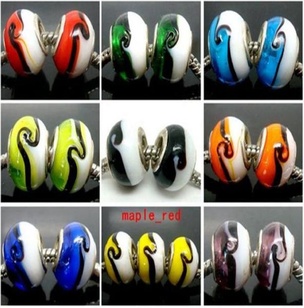 100pcs lot fashion round two colors lampwork glass big hole beads fit european charm bracelet diy jewelry gift gb081750918, Black
100pcs lot fashion round two colors lampwork glass big hole beads fit european charm bracelet diy jewelry gift gb081750918, Black