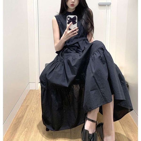 sleeveless dress with spaghetti straps for women summer design sweet age reducing black mid length, Black;gray
sleeveless dress with spaghetti straps for women summer design sweet age reducing black mid length, Black;gray