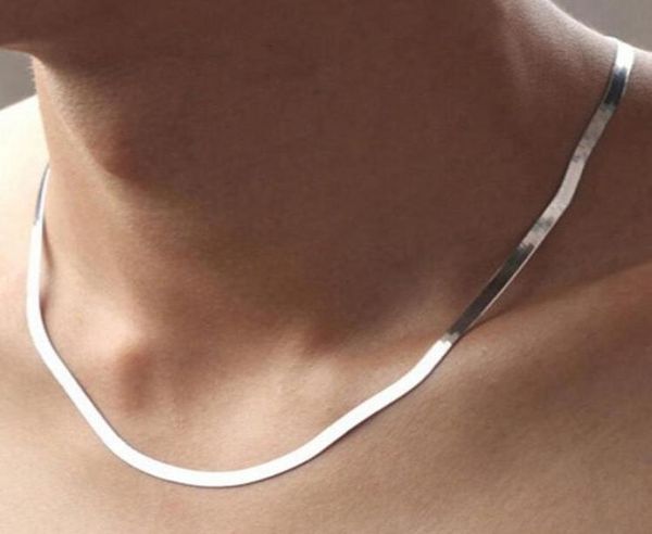 925 sterling silver necklace 4mm 18" 20" flat chain short blade necklace of clavicle silver accessories jewelry for men women94670
925 sterling silver necklace 4mm 18" 20" flat chain short blade necklace of clavicle silver accessories jewelry for men women94670