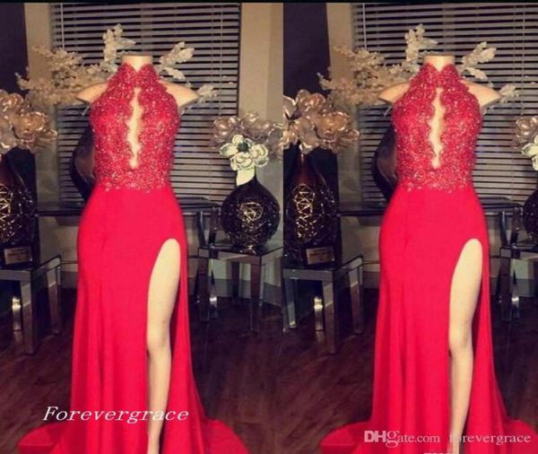 2019 vintage lace appliques red prom dress high neck side split pageant party gown custom made plus size6468924, Black
2019 vintage lace appliques red prom dress high neck side split pageant party gown custom made plus size6468924, Black