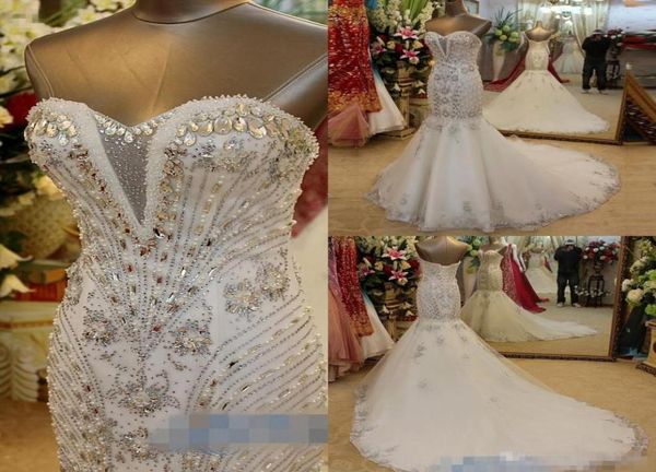 real pos luxury crystal mermaid wedding dresses vintage beading mermaid trumpet dress with tulle train plus size bridal wedding6217726, White
real pos luxury crystal mermaid wedding dresses vintage beading mermaid trumpet dress with tulle train plus size bridal wedding6217726, White