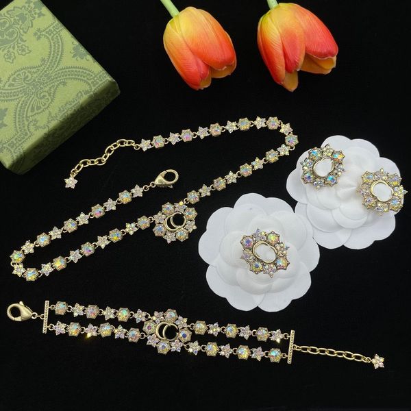 charm double layer colorful diamond necklace woman designer bracelet ring earring set double letter flower necklaces stainless steel jewelry, Black
charm double layer colorful diamond necklace woman designer bracelet ring earring set double letter flower necklaces stainless steel jewelry, Black