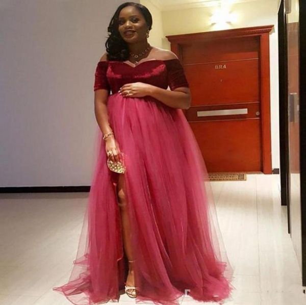 maternity evening dresses velvet off shoulder short sleeve plus size prom dress side split tulle pregant party gowns3768316, Black;red
maternity evening dresses velvet off shoulder short sleeve plus size prom dress side split tulle pregant party gowns3768316, Black;red