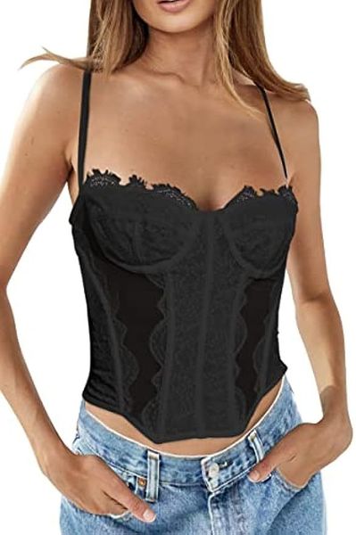 bridesmaid dress womens lace mesh corset going out spaghetti strap bustier fashion vintage night out cami crop, White;pink
bridesmaid dress womens lace mesh corset going out spaghetti strap bustier fashion vintage night out cami crop, White;pink