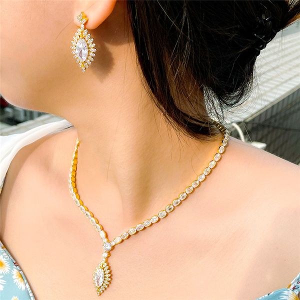 luxury vintage gold designer jewelry set for woman copper diamond earring necklace white aaa cubic zirconia bridesmaid bridal wedding earrin, Silver
luxury vintage gold designer jewelry set for woman copper diamond earring necklace white aaa cubic zirconia bridesmaid bridal wedding earrin, Silver