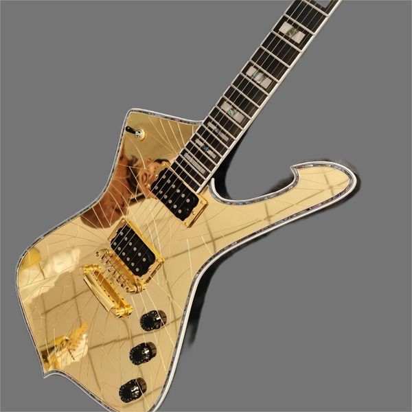 promotion gold cracked mirror iceman paul stanley electric guitar abalone body binding & pearl inlay, golden hardware
promotion gold cracked mirror iceman paul stanley electric guitar abalone body binding & pearl inlay, golden hardware