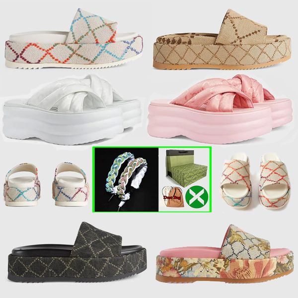 2023 slipper womens fashion embroidered canvas designer slides slip on slippers girls 60mm canvas covered platform sandals dust bags, Black
2023 slipper womens fashion embroidered canvas designer slides slip on slippers girls 60mm canvas covered platform sandals dust bags, Black