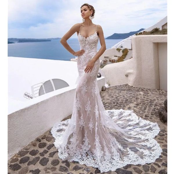 backless mermaid wedding dresses bridal gowns full lace appliqued sweetheart neck spaghetti straps boho beach bride dress, White
backless mermaid wedding dresses bridal gowns full lace appliqued sweetheart neck spaghetti straps boho beach bride dress, White