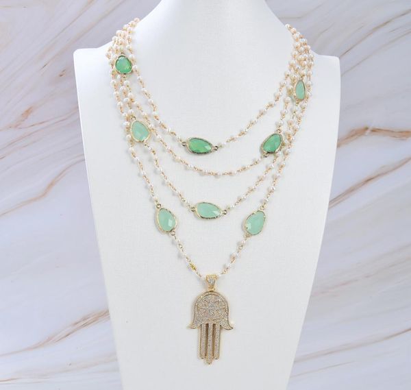 guaiguai jewelry 4 rows natural cultured white pearl chain green crystal connector necklace handmade for women real gems stone lad5137910, Silver
guaiguai jewelry 4 rows natural cultured white pearl chain green crystal connector necklace handmade for women real gems stone lad5137910, Silver