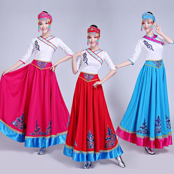 chinese stage wear folk dance costume mongolian tibetan style performance dress (long skirt) womens festival dance clothing, Black;red
chinese stage wear folk dance costume mongolian tibetan style performance dress (long skirt) womens festival dance clothing, Black;red