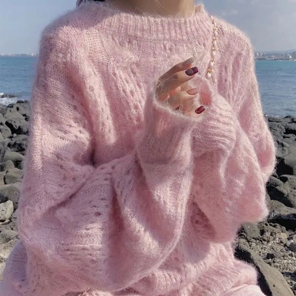 women's sweaters pink hollow out pullover sweater women korean o-neck thin long sleeve knitwear woman autumn lazy style sweet loose kni, White;black
women's sweaters pink hollow out pullover sweater women korean o-neck thin long sleeve knitwear woman autumn lazy style sweet loose kni, White;black