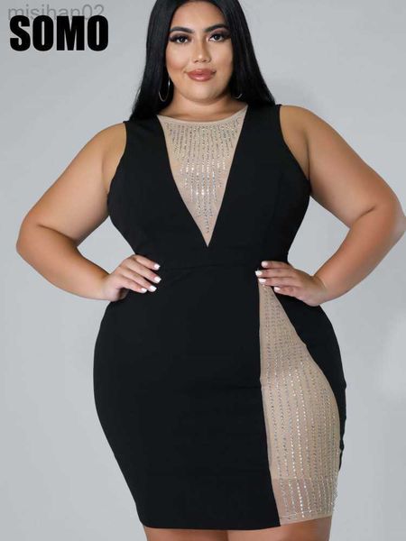 basic casual dresses somo plus size women summer dress mesh ironing splicing deep v neck sleeveless elastic dress wholesale dropshipping hkd, Black;gray
basic casual dresses somo plus size women summer dress mesh ironing splicing deep v neck sleeveless elastic dress wholesale dropshipping hkd, Black;gray