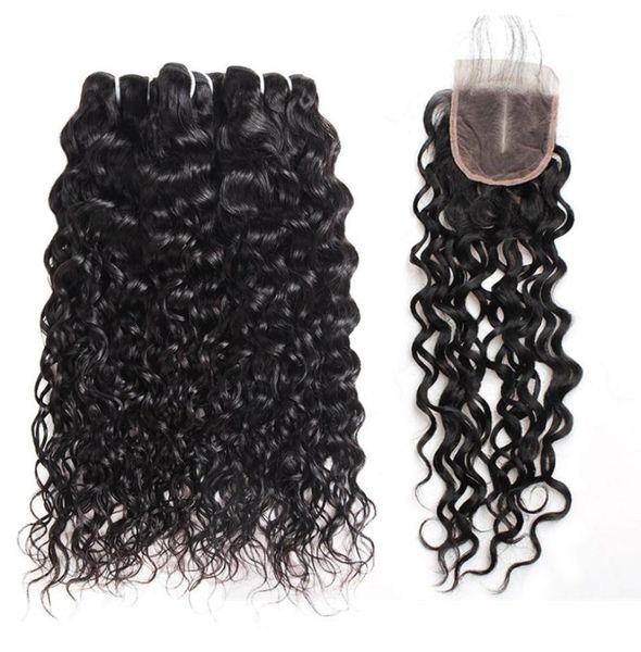 ishow brazilian deep loose water wave wefts 34bundles with lace closure 828quot straight extensions weave for women all ages n16055270051, Black