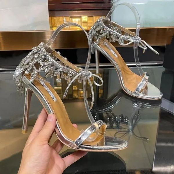 aquazzura high heeled for womens satin sandals designer rhinestone studded heel shoe leather sole sandal abnormal 9.5cm heels sandals 35-41s, Black
aquazzura high heeled for womens satin sandals designer rhinestone studded heel shoe leather sole sandal abnormal 9.5cm heels sandals 35-41s, Black