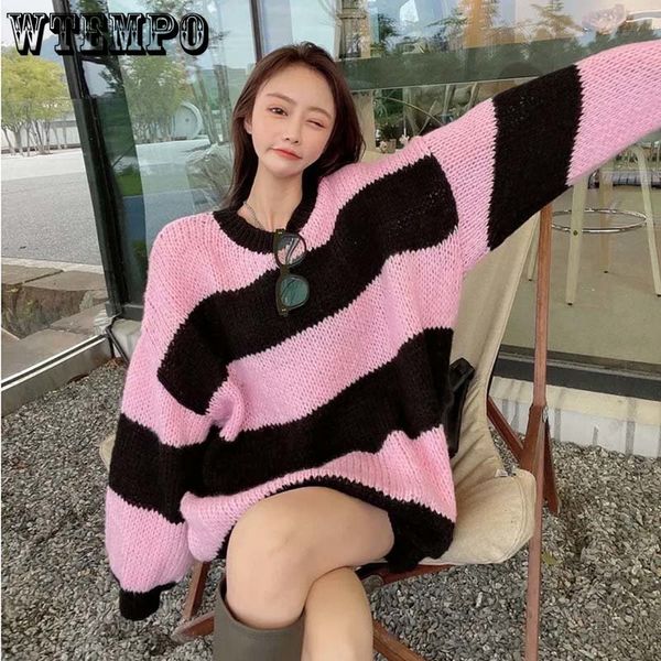women's sweaters pink stripe sweater women knit pull pullover y2k sweet loose jumper bottoming shirt casual highstreet spring and autum, White;black
women's sweaters pink stripe sweater women knit pull pullover y2k sweet loose jumper bottoming shirt casual highstreet spring and autum, White;black