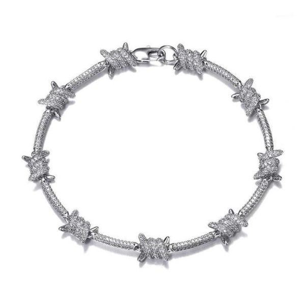dz 8mm barbed wire bracelet for hipster copper with zircon stones punk style white gold chain bangle hip hop fashion jewelr chain6790803, Silver
dz 8mm barbed wire bracelet for hipster copper with zircon stones punk style white gold chain bangle hip hop fashion jewelr chain6790803, Silver