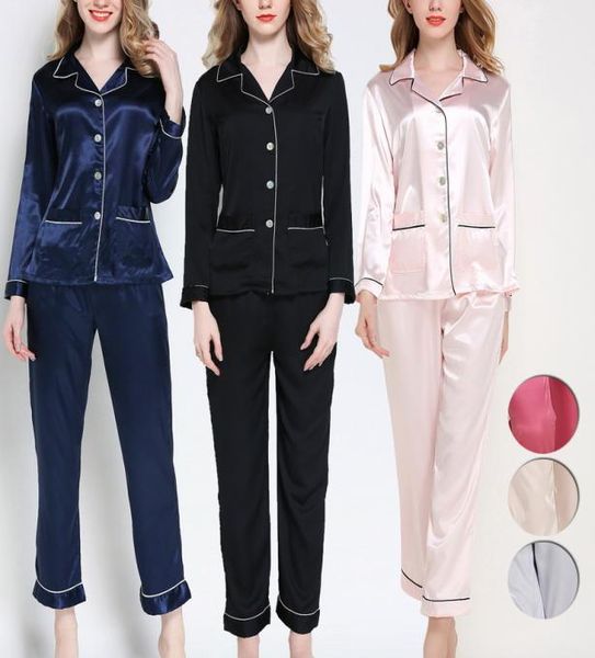 2019 women autumn fashion pajamas 2pcs sleepwear faux silk satin pajamas set sleepcoatsleeppants nightwear female homewear suit8307853, Black;red
2019 women autumn fashion pajamas 2pcs sleepwear faux silk satin pajamas set sleepcoatsleeppants nightwear female homewear suit8307853, Black;red