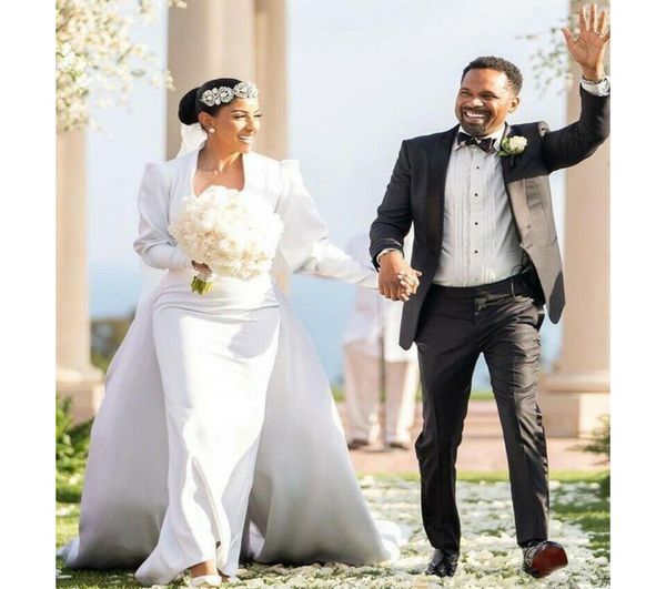 elegant plunging deep v neckline mermaid wedding dresses with detachable train long sleeve satin church wedding gowns robes de mar5997652, White
elegant plunging deep v neckline mermaid wedding dresses with detachable train long sleeve satin church wedding gowns robes de mar5997652, White