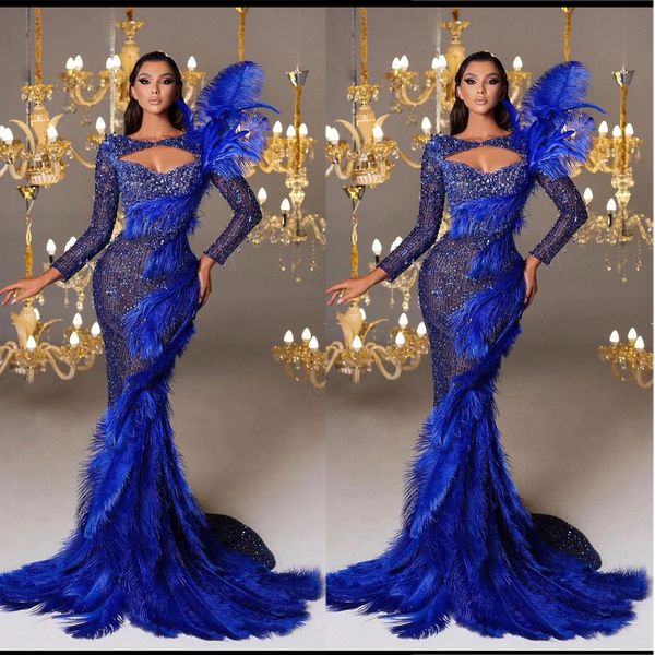 gorgeous royal blue sequined mermaid evening dresses ostrich feather long sleeve beaded ruched women party pageant prom gowns, Black
gorgeous royal blue sequined mermaid evening dresses ostrich feather long sleeve beaded ruched women party pageant prom gowns, Black