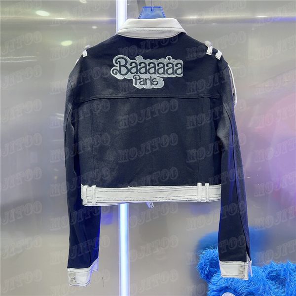 cropped denim jackets embroidered letter coats designer women clothing fashion street style jacket outerwear, Black
cropped denim jackets embroidered letter coats designer women clothing fashion street style jacket outerwear, Black