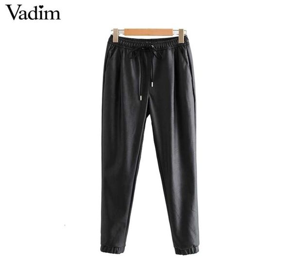 vadim women chic pu leather pants solid elastic waist drawstring tie pockets female basic elegant trousers kb131 v1910193525543, Black;white
vadim women chic pu leather pants solid elastic waist drawstring tie pockets female basic elegant trousers kb131 v1910193525543, Black;white