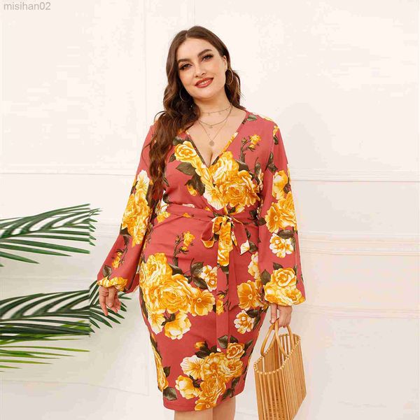 basic casual dresses women plus size lantern long sleeve v-neck slim fit midi long dress with belt floral print knee length hkd230807, Black;gray
basic casual dresses women plus size lantern long sleeve v-neck slim fit midi long dress with belt floral print knee length hkd230807, Black;gray