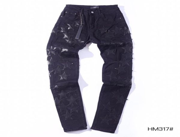falection mens 21ss amimike jeans distressed black leather stars patch ripped denim pants5973514, Blue
falection mens 21ss amimike jeans distressed black leather stars patch ripped denim pants5973514, Blue