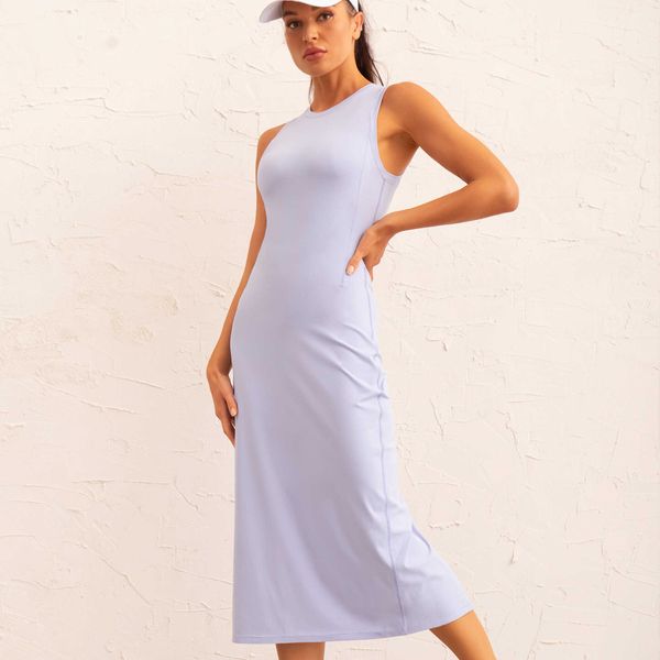 new yoga suit women's double face high elastic tight dress summer long back split dress
new yoga suit women's double face high elastic tight dress summer long back split dress