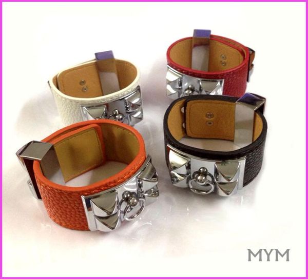 alloy fashion punk big rivets titanum steel bracelet with leather in many colors women and man plate with silver brand name je8710461, Black
alloy fashion punk big rivets titanum steel bracelet with leather in many colors women and man plate with silver brand name je8710461, Black