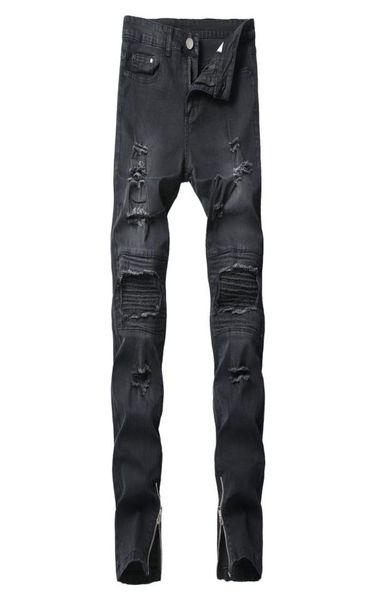 men casual jeans hole slim straight pleated biker jeans pants male zipper denim fashion black pants3367495, Blue
men casual jeans hole slim straight pleated biker jeans pants male zipper denim fashion black pants3367495, Blue