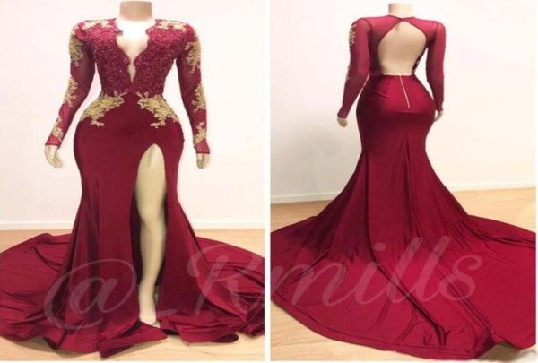 charming dark red mermaid prom dresses 2020 v neck long sleeves sequined beaded special occasion dress evening wear vestidos 515951, Black 
charming dark red mermaid prom dresses 2020 v neck long sleeves sequined beaded special occasion dress evening wear vestidos 515951, Black