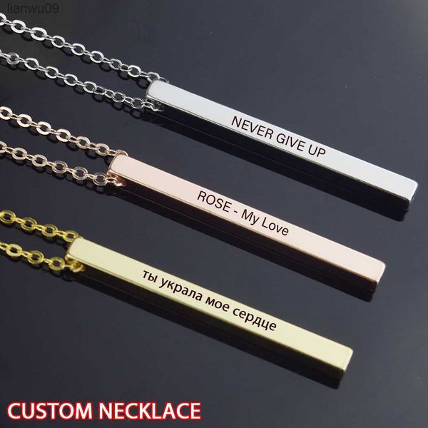 rose goldsilvergold color engraving personalized square custom bar name necklace stainless steel pendant metal necklace l230704, Silver
rose goldsilvergold color engraving personalized square custom bar name necklace stainless steel pendant metal necklace l230704, Silver